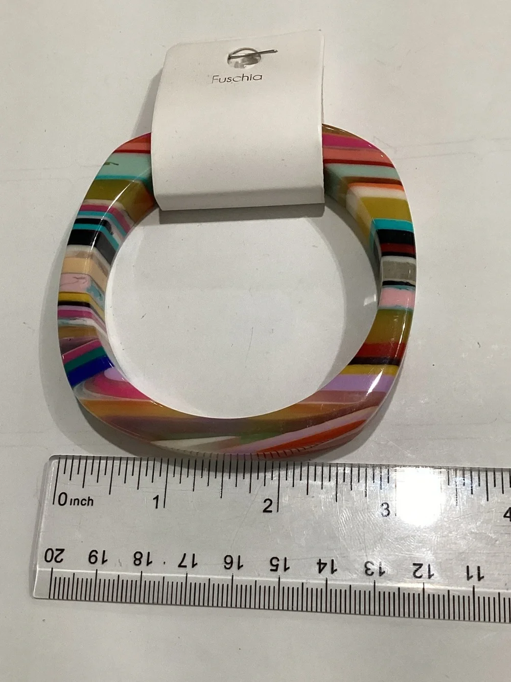 Fuschia Multicolor Striped Resin Bangle